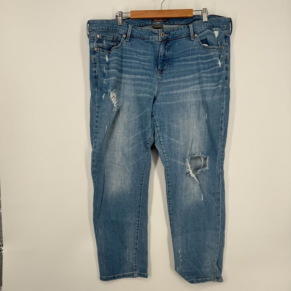 Torrid Boyfriend Denim Jeans 22R Vintage Stretch Straight Mid Rise Light Wash